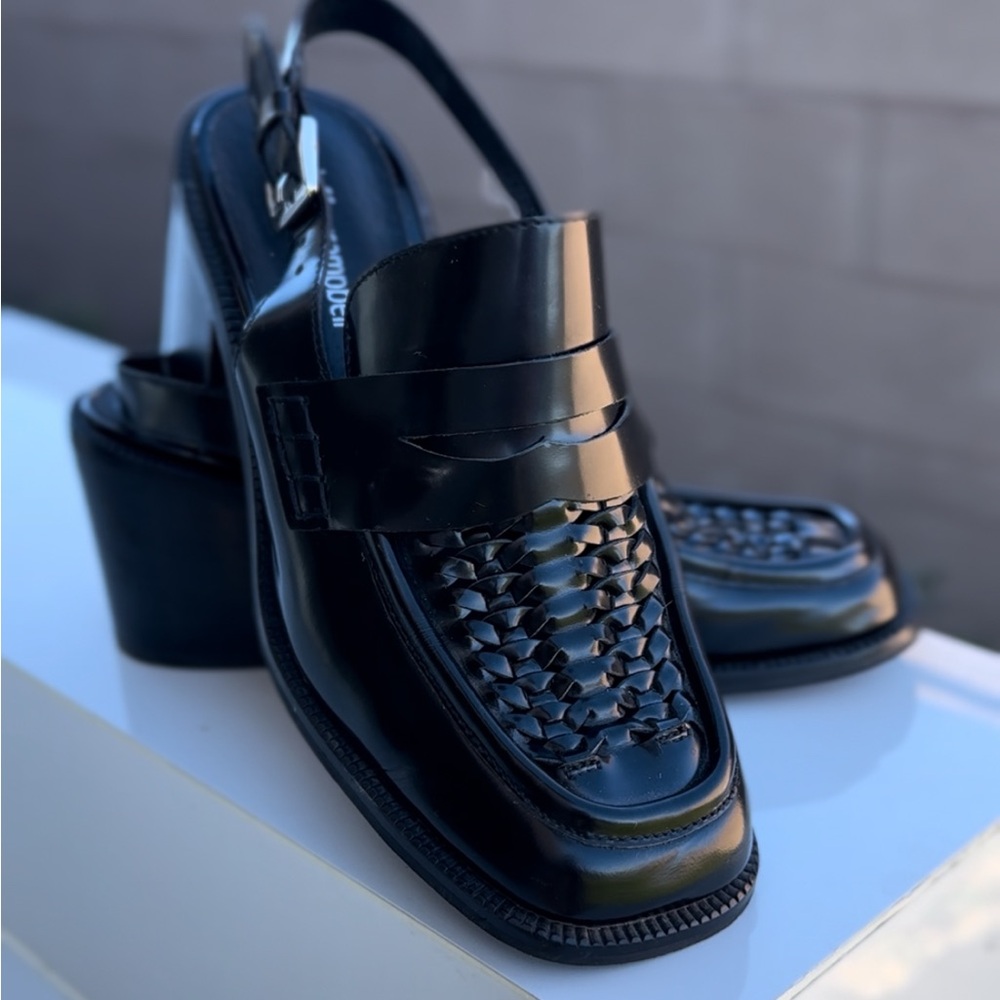 Jeffrey Campbell Sims-SB Slingback Loafers in Black Box
